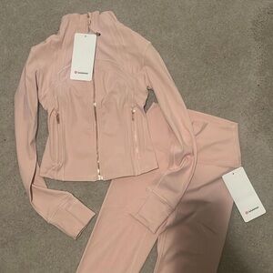 NWT Lululemon Defined Nulu Jacket Size 8 + Matching Leggings Blush Pink Set